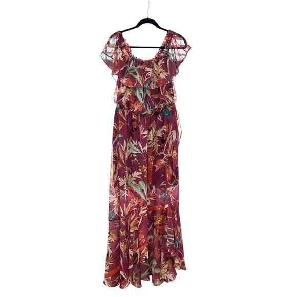 Express Tropical Flamingo Print Maxi Dress Womens Size L Beachy Summer Vacation - Picture 4 of 11